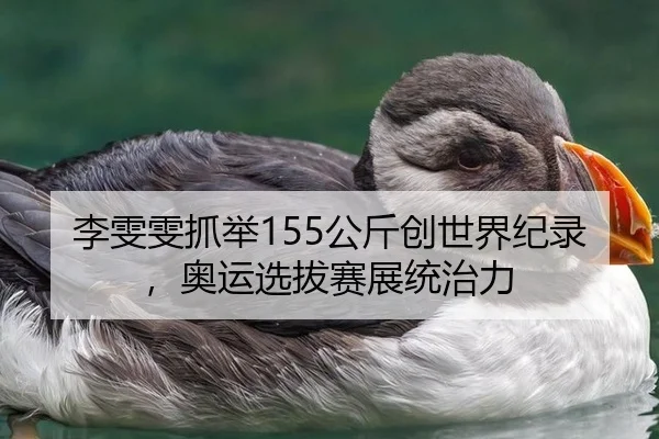 李雯雯抓举155公斤创世界纪录，奥运选拔赛展统治力
